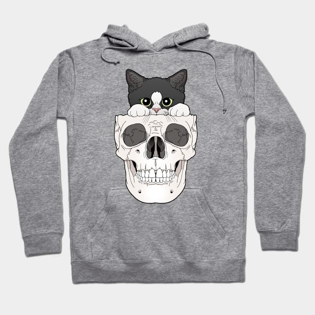 Tuxedo Kitten & Skull Hoodie by tiina menzel